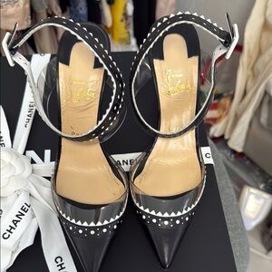 Louboutin pumps Chic Black and White Women's Shoes 39.5.